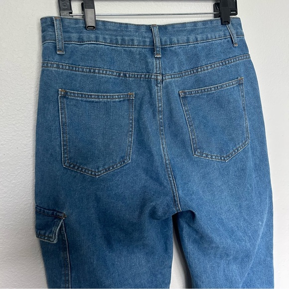 Y2K Inspired Cargo Jeans Wide Leg Utility Denim Pants Size L - Picture 5 of 9